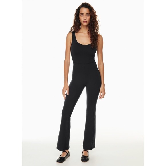 Wilfred Free Pants - Aritzia Wilfred Free Agrio Jumpsuit‎ Black Flare Leg Scoop Neck Size M